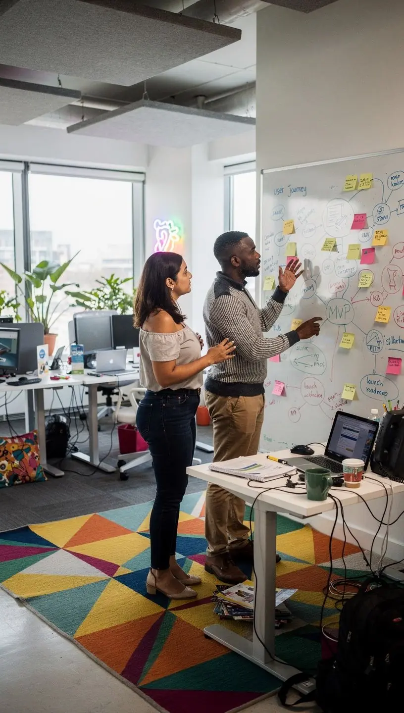 Akustyczne panele sufitowe w biurze poprawiające komfort akustyczny.