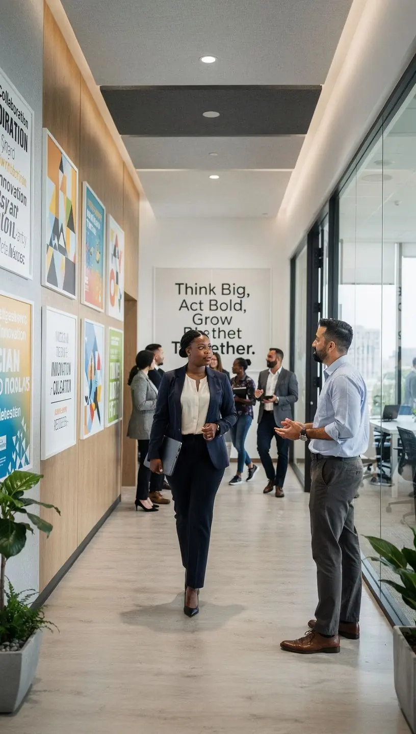 Przestrzeń do kreatywnej pracy z jasnym oświetleniem i kolorowymi dodatkami.